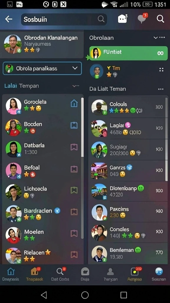 Fitur interaktif yang menghubungkan pemain satu sama lain.